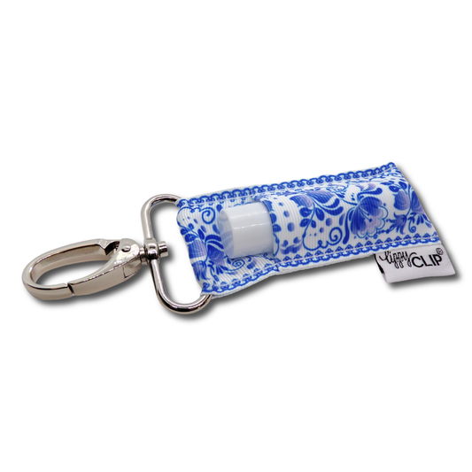 Blue Chinoiserie LippyClip® Lip Balm Holder for Chapstick