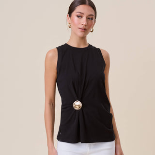 Gathered gold brooch top