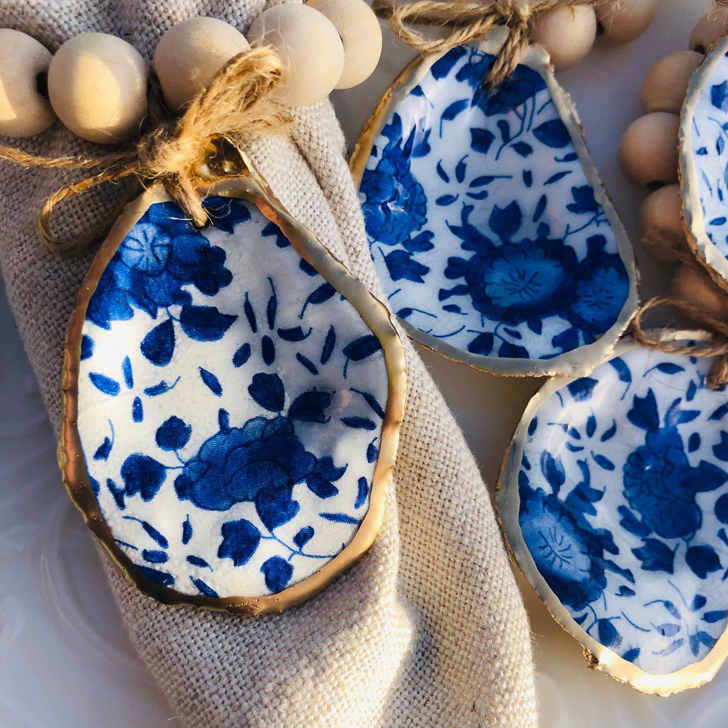 Oyster Shell Napkin Rings | Blue And White Porcelain