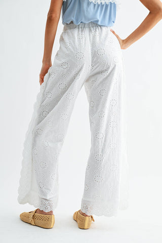 Broderie Anglaise Wide-Leg Trousers