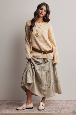 Reva Ribbed Knit Boat Neck Sweater