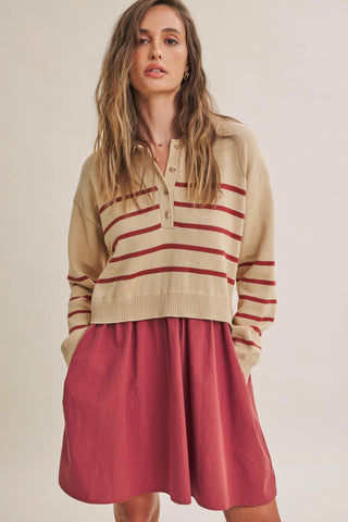 SEASIDE BRUNCH STRIPED POLO MINI DRESS