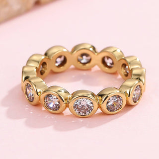 Gold Rhinestone Multi-Shape Eternity Stack Rings