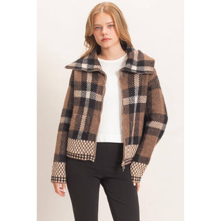 Lauren Plaid Zip-Up Sweater