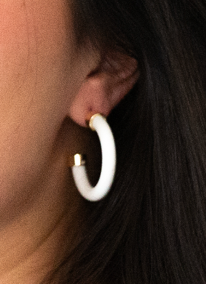 White Hoop Earrings