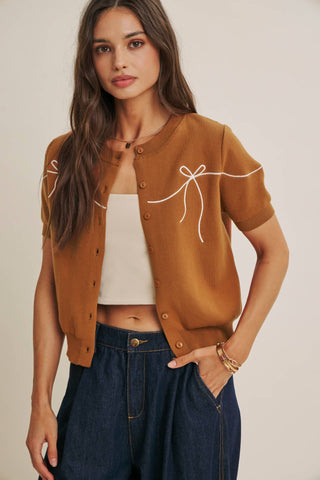 French Morning Bow Cardigan