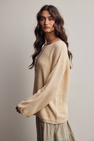 Reva Ribbed Knit Boat Neck Sweater
