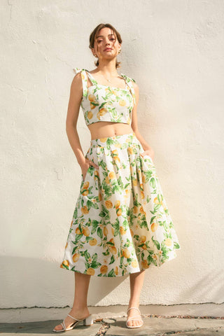 Lemon Sorbet Circular Midi Skirt