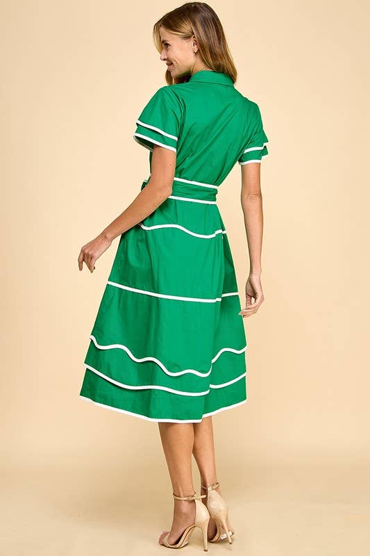 Kelly Court Piped Midi Dress