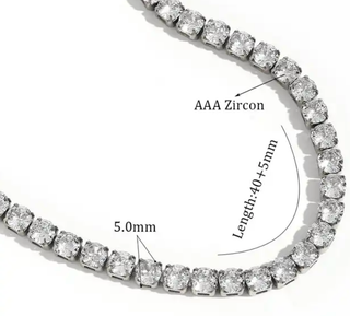 Tennis Necklace. Premium PV plated stainless CZ. 