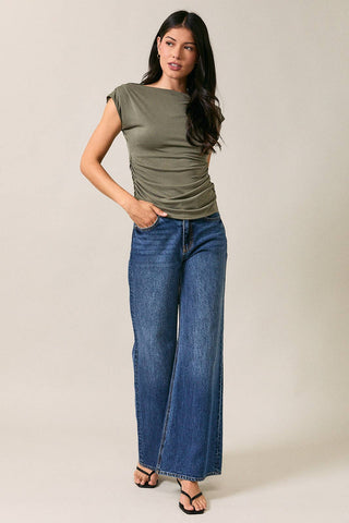 Charlotte Pleated Shoulder Top