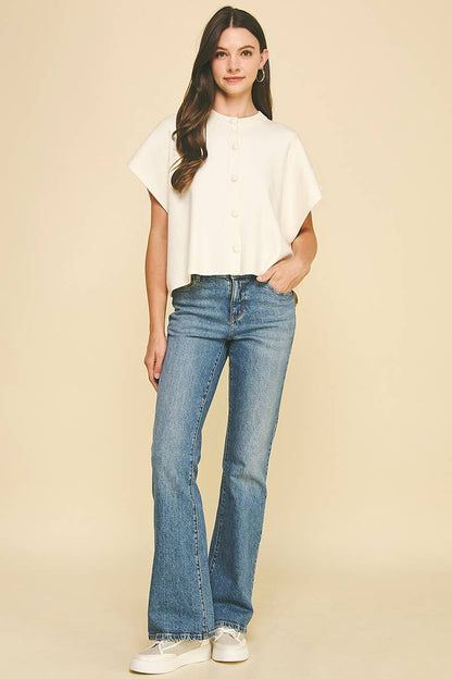 Laura Button Down Cap Sweater