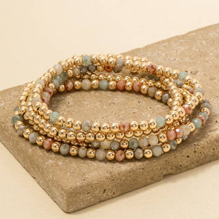Metallic And Faceted Beaded Bracelet Set