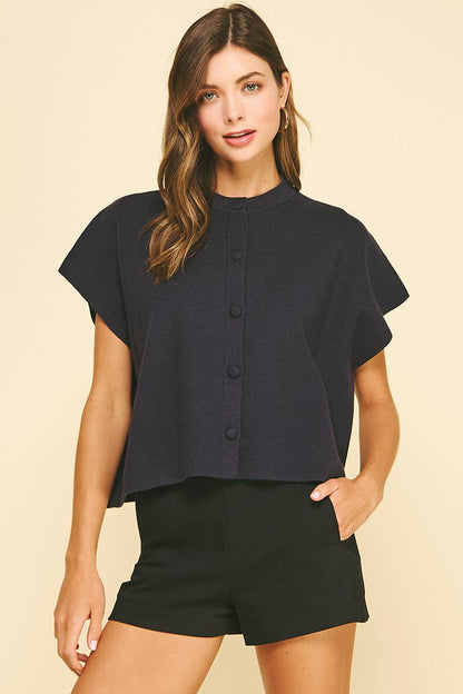 Laura Button Down Cap Sweater