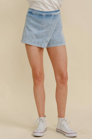 HAILEE ZIP UP DENIM WRAP SKORT