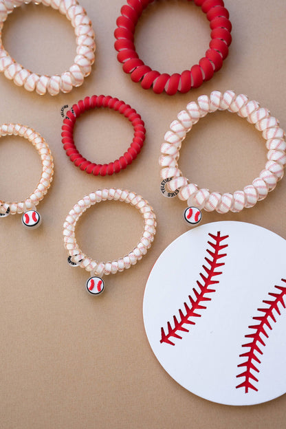 Baseball - Small Spiral Hair Coils, Hair Ties, 3-pack