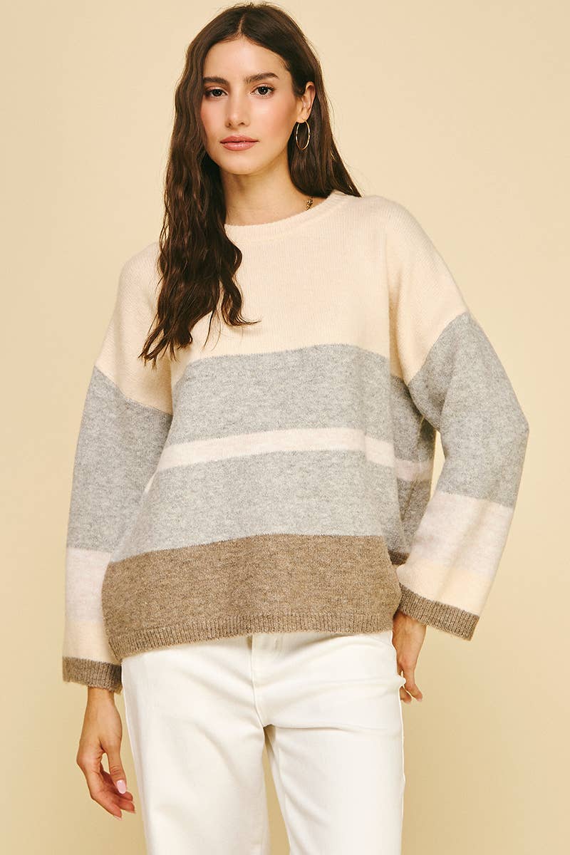 COLORBLOCK SOFT YARN SWEATER - 6296W
