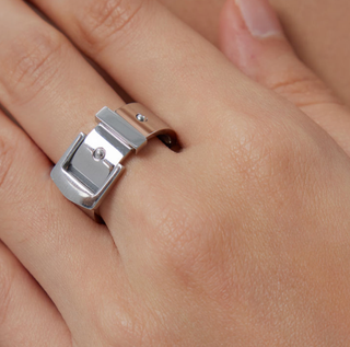 Buckle UP- Stainless Steel Buckle  Ring- 14K Gold/Steel