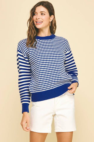 CONTRAST KNIT SWEATER TOP - 6328W