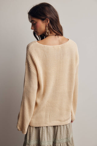 Reva Ribbed Knit Boat Neck Sweater