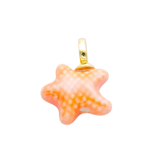 Orange Ceramic Starfish Charm