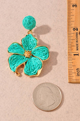 Woven Raffia Floral Statement Earrings