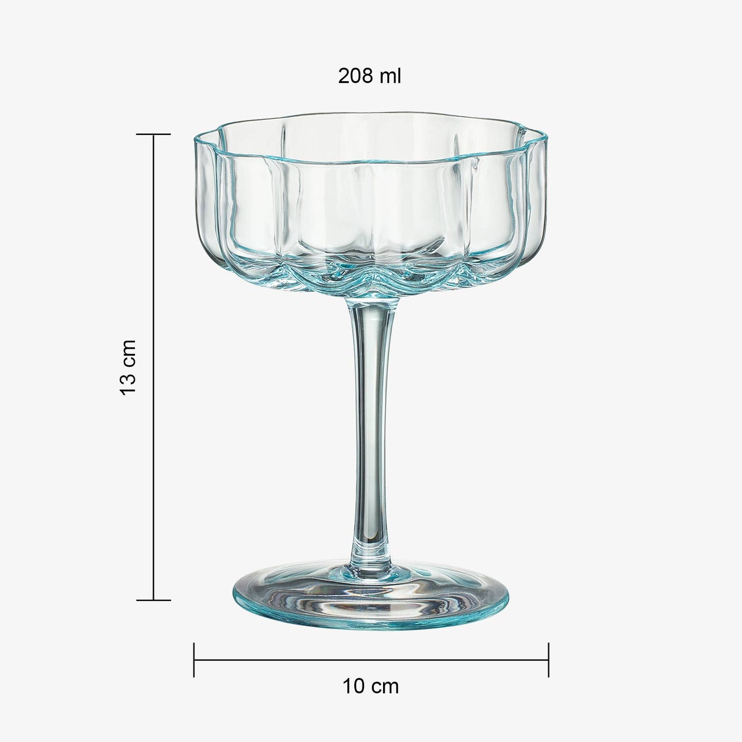 Flower Vintage Wavy Glass Coupes | Set of 6 | 7 OZ