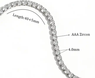 Tennis Necklace. Premium PV plated stainless CZ. 