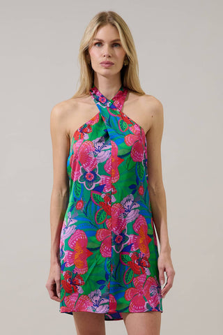 Mivia Halter Mini Dress Floral