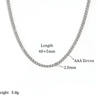 Tennis Necklace. Premium PV plated stainless CZ. 