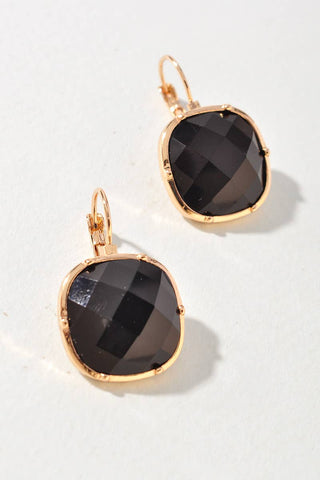 COLOR STONE OVAL DANGLE EARRINGS