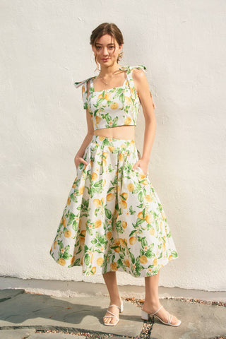 Lemon Sorbet Circular Midi Skirt