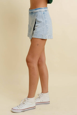 HAILEE ZIP UP DENIM WRAP SKORT