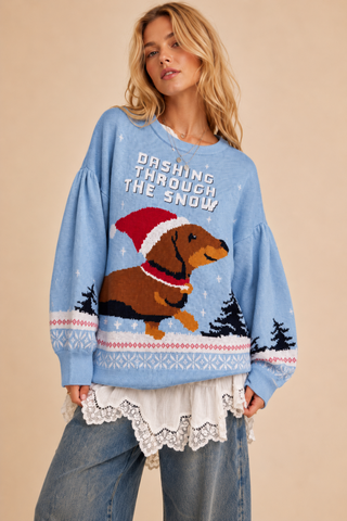 "Dachshing Through The Snow" Holiday Knit Sweater