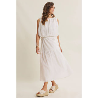 EYELET BUBBLE TOP AND MIDI SKIRT SET