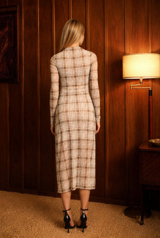 PLAID MESH MIDI DRESS