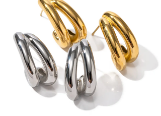 Flow- Double Hoop Earring- Steel Waterproof