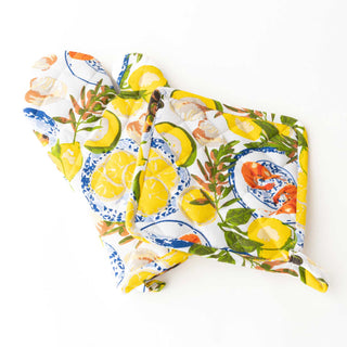 Lemon Santorini Oven Mitt Set