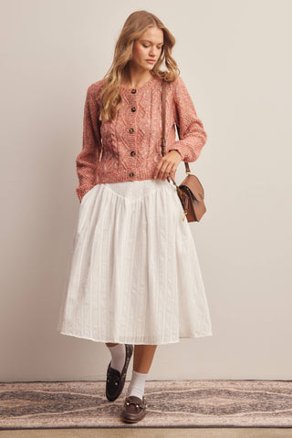 Sage Lily Textured Midi Skirt