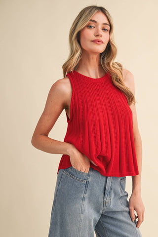 SLEEVELESS POINTELLE SWEATER KNIT TANK