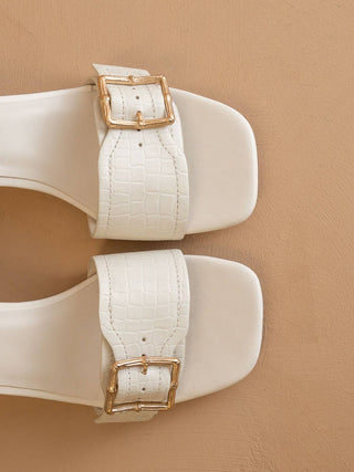 The Glendale White | Bamboo Buckle Sandal