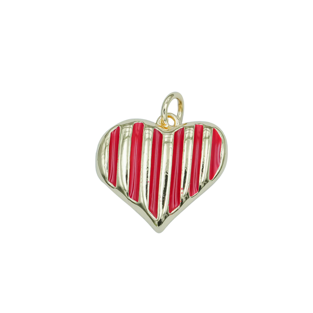 Stripped Heart Charm