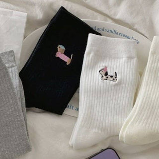 WOMAN ANIMAL DOG HALF CREW THROWBACK SOCKS