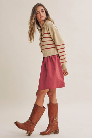 SEASIDE BRUNCH STRIPED POLO MINI DRESS