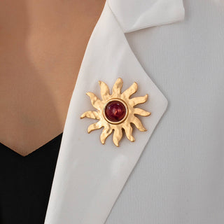 VINTAGE CELESTRIAL SUNBURST BROOCH PIN
