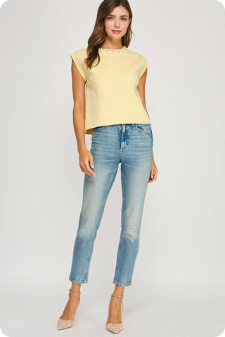 Genevieve Pearl Trim Sweater