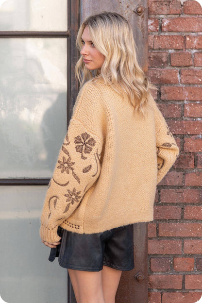 Floral Embroidered Knit Cardigan