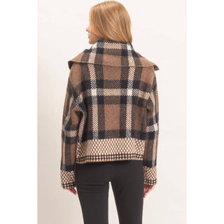 Lauren Plaid Zip-Up Sweater