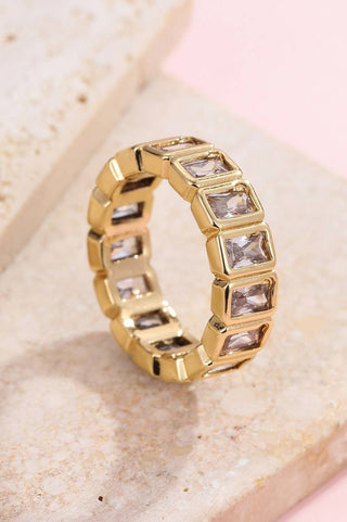 Gold Rhinestone Multi-Shape Eternity Stack Rings