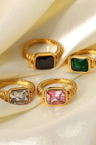 18K STAINLESS STEEL TARNISH FREE  RHINESTONE RINGS
